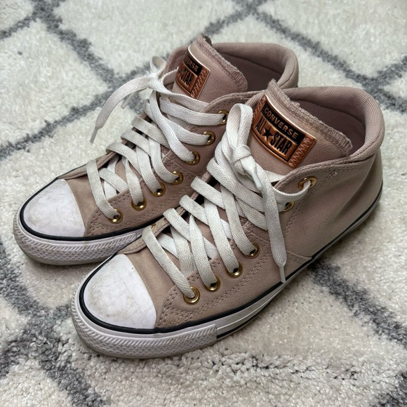Converse Chuck Taylor All Star Mid Top Sneakers Pink High Rose Gold Skate Shoe - Picture 1 of 13